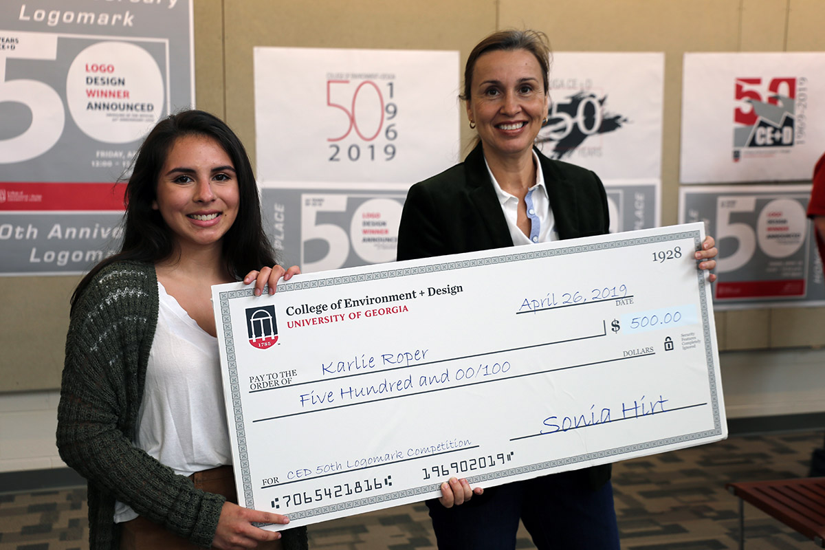 Karlie Roper receiving check from Dean Hirt